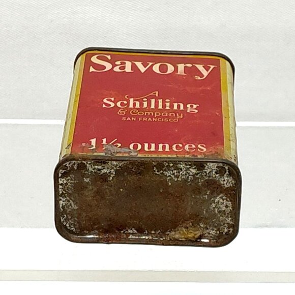 Schilling & Co Savory Spice Tin 1.5 Oz 1930s Retro Kitchen Collectible VTG Decor - Picture 5 of 6
